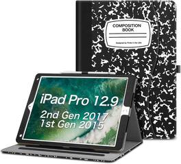 Fintie - Folio Stand Case for iPad Pro 12.9 2017/2015 (1st & 2nd Gen) Protective Stand Cover with Pencil Holder & Pocket - Composition Book