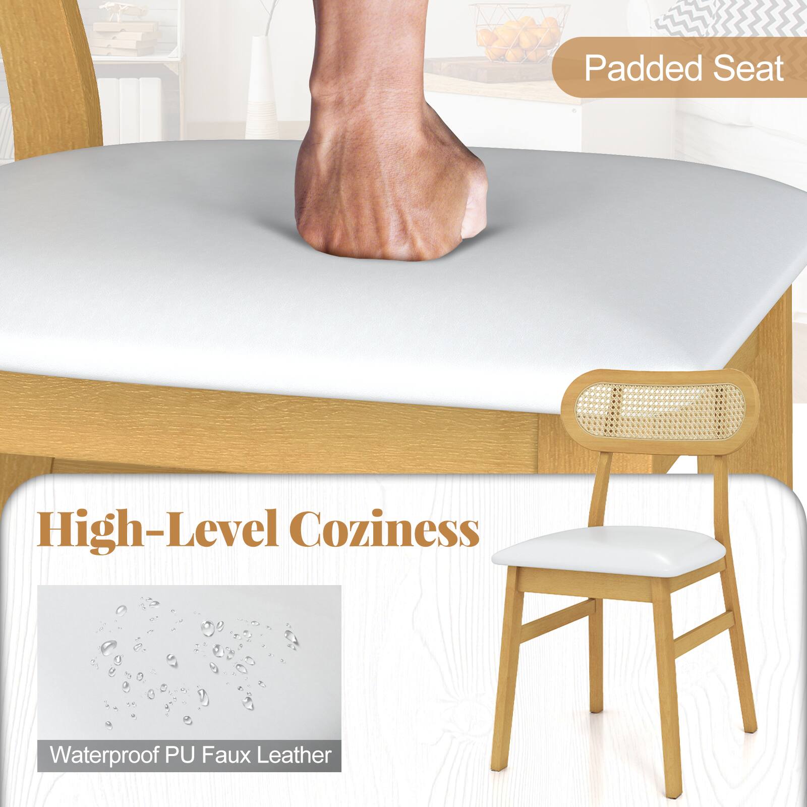 Padded Seat  
High-Level Coziness  
Waterproof PU Faux Leather