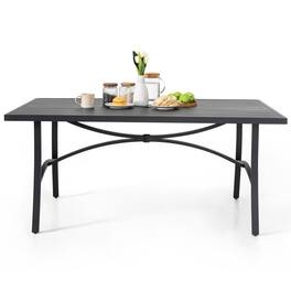 Nuu Garden - Outdoor Rectangle Metal Dining Table with 1.70'' Umbrella Hole, Aluminum Tabletop and Sturdy Frame - Black