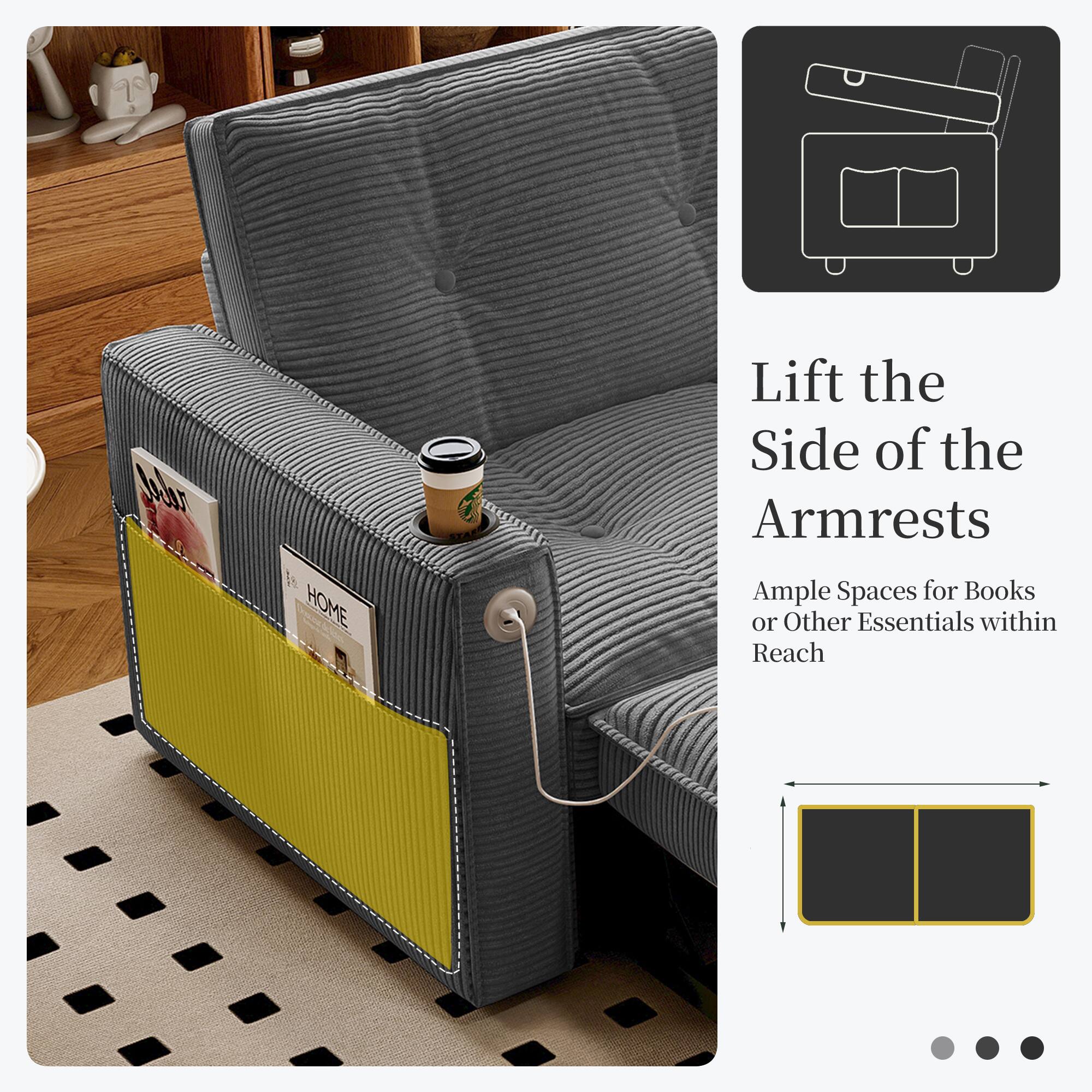 70% rebu!  
HOME  
Lift the Side of the Armrests  
Ample Spaces for Books or Other Essentials within Reach