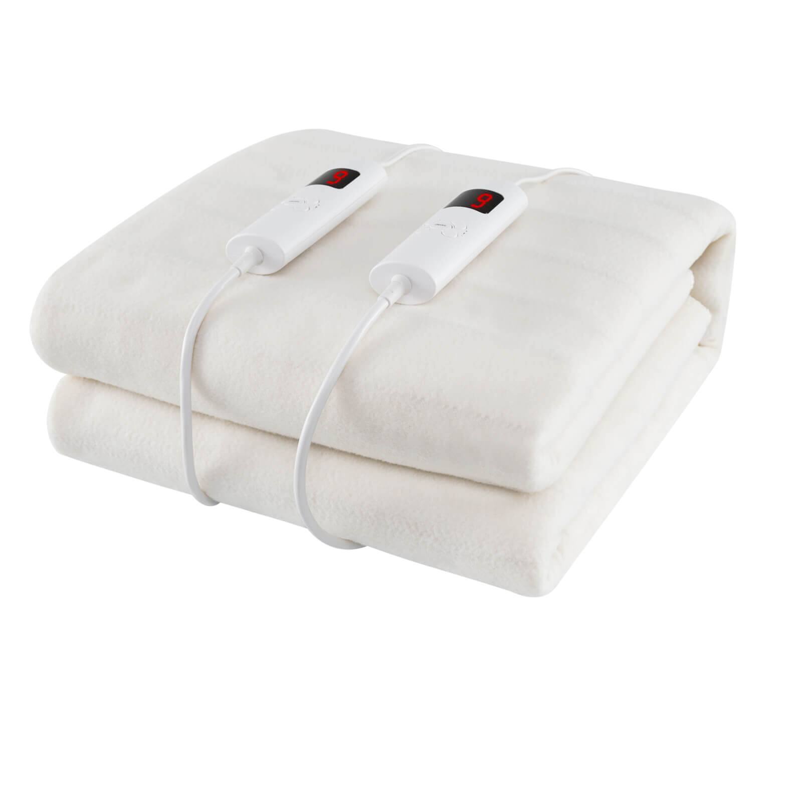 Front. Costway - 76" x 54" Full Size Heated Mattress Pad with 9 Heating Levels & 9H Timer, Dual Controllers - White.