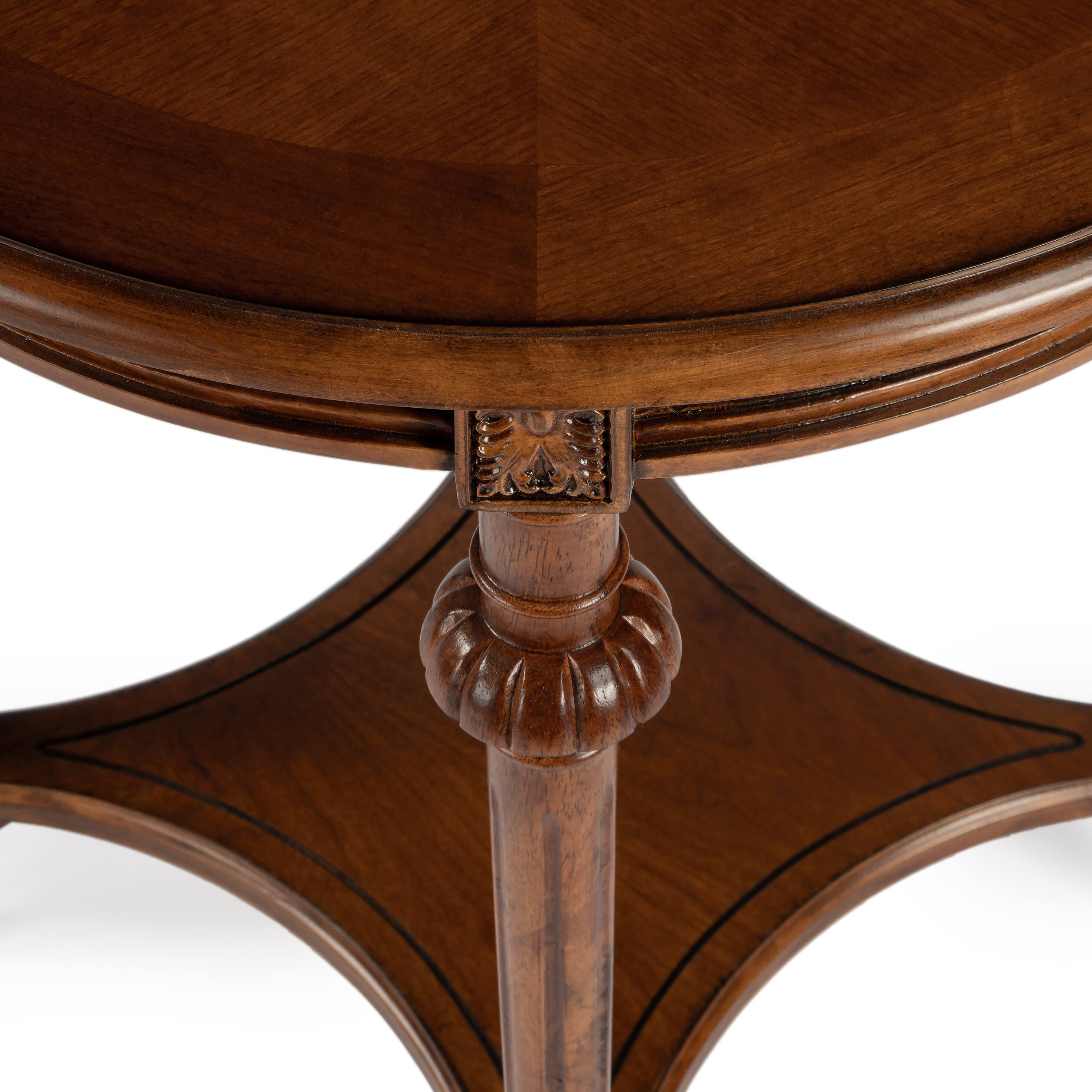 Alt View 6. Butler Specialty - Hellinger 24 in. W Round Wood Tall End Table with Open Shelf - Medium Brown.