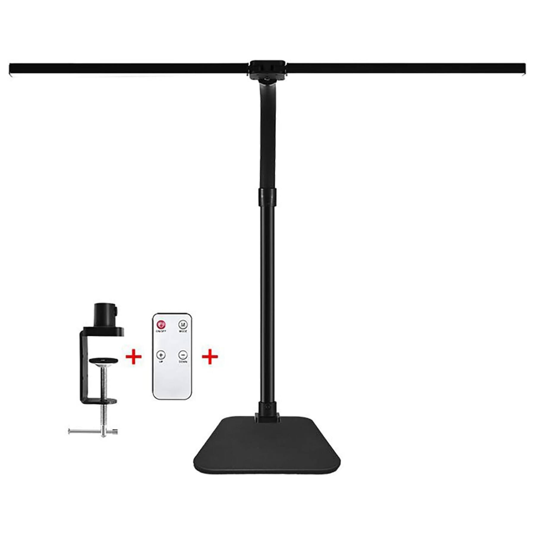 Front. Dazzed Corner - Double Head LED Desk Lamp, 24W Bright Light with Remote - Black.