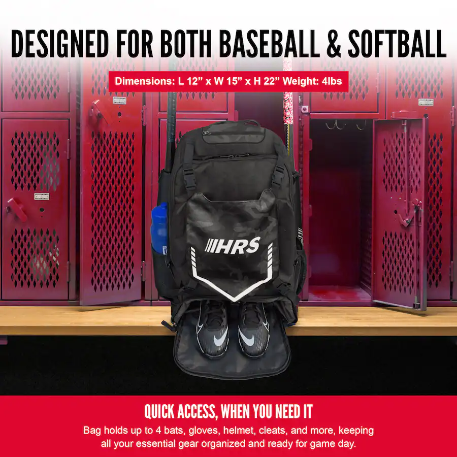 Hit Backpack Hit Run Steal Bat Bag Backpack, Holds 4 Bats, Glove, and Helmet Black ...