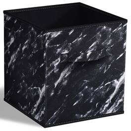 Sorbus - Fabric Storage Cube, 11-Inch Foldable Storage Bin with Handle for Closet, Pantry, Cubbies, Toys & Bath (1-Piece) - Marble Black