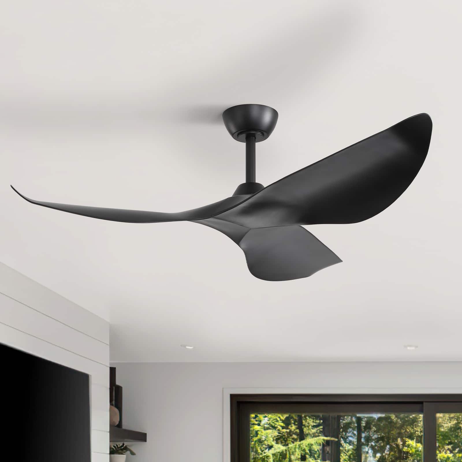 Sofucor - Modern Ceiling Fans No Light with Remote Quiet Reversible DC Motor 6 Wind Speed Timer Indoor/Outdoor Ceiling Fans - 52inch - Black