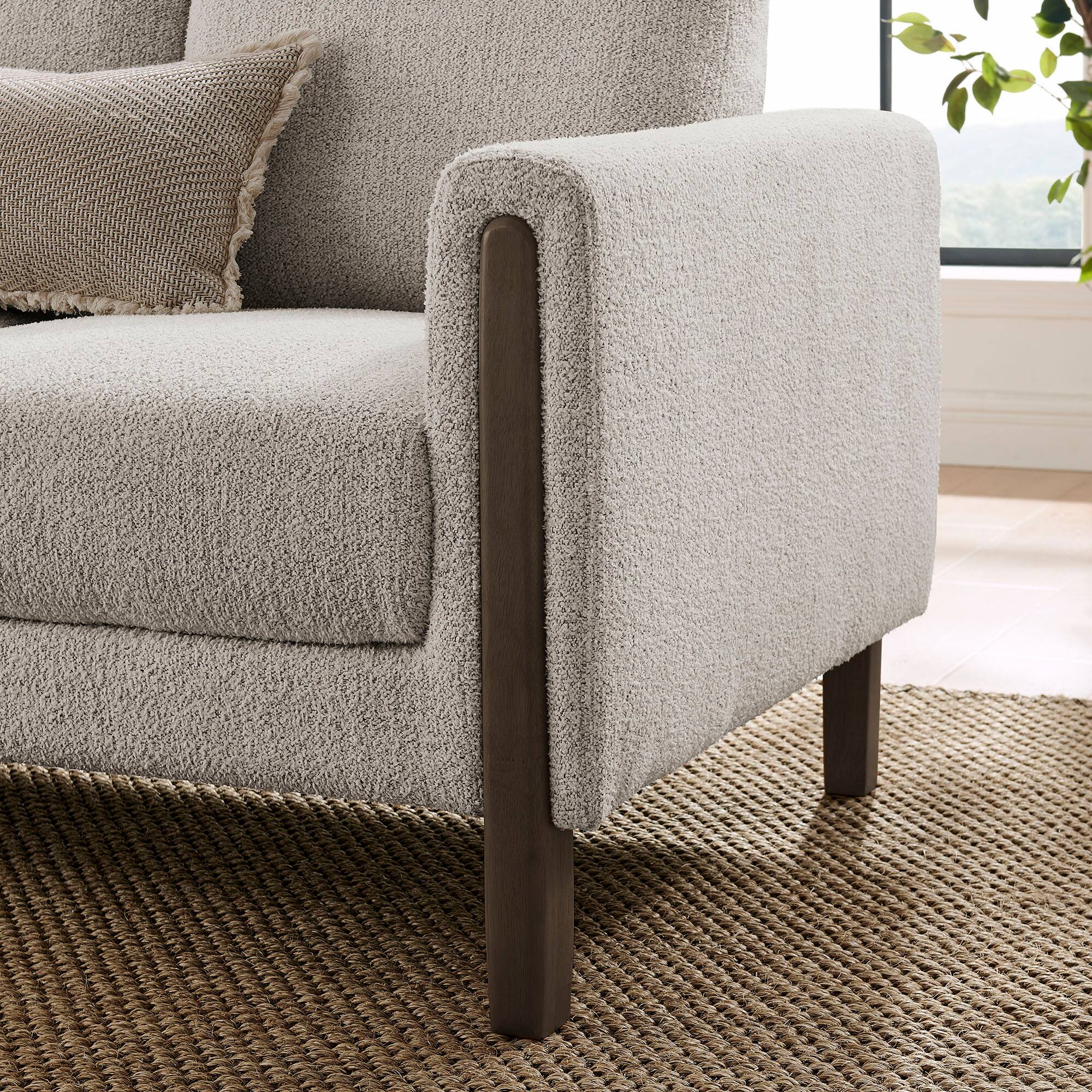 Alt View 5. Modway - Hawken Boucle Fabric Sofa by Modway - Parchment Espresso.