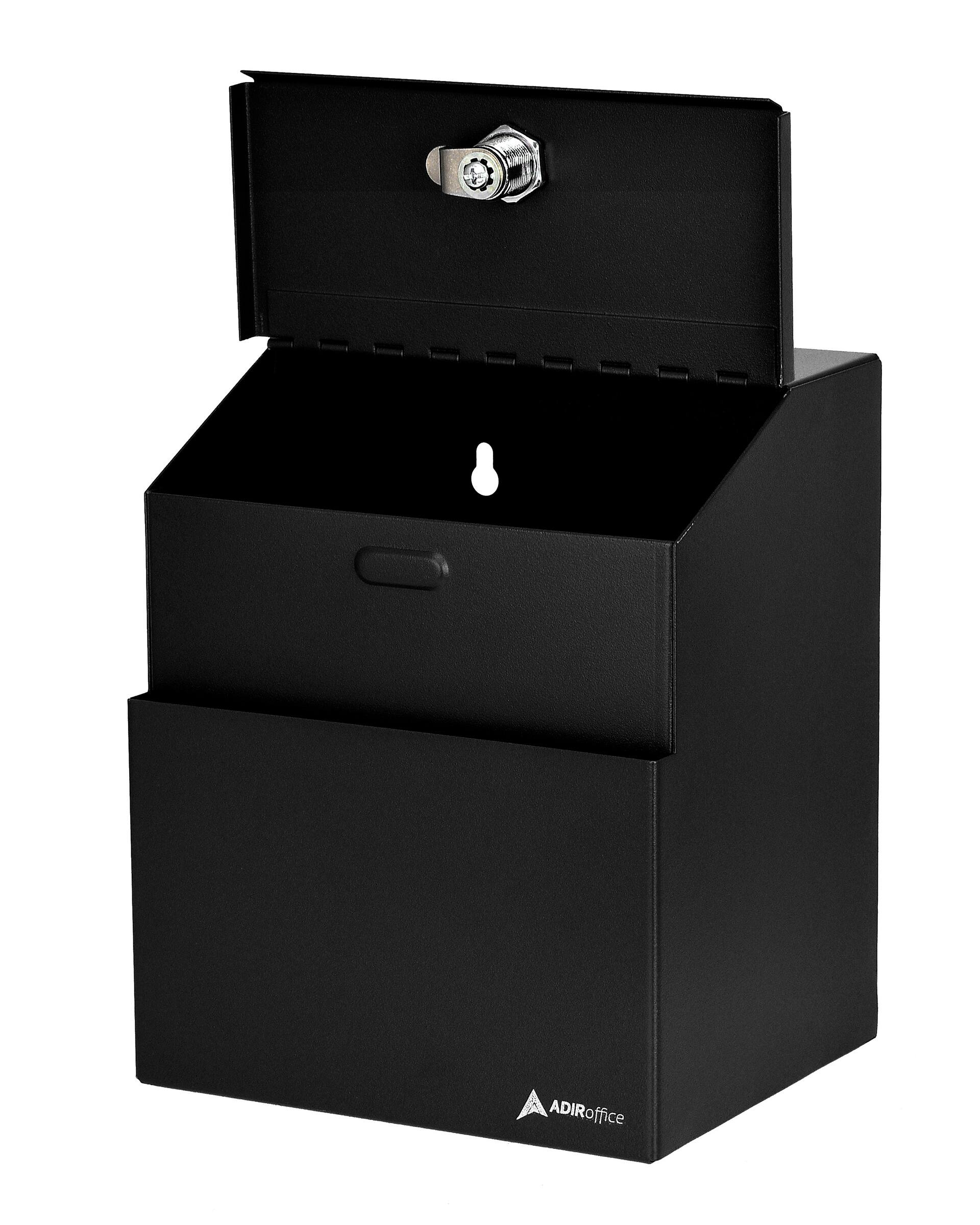 Alt View 6. AdirOffice - Steel Wall Mount Suggestion Box with Cards and Keys - Black.