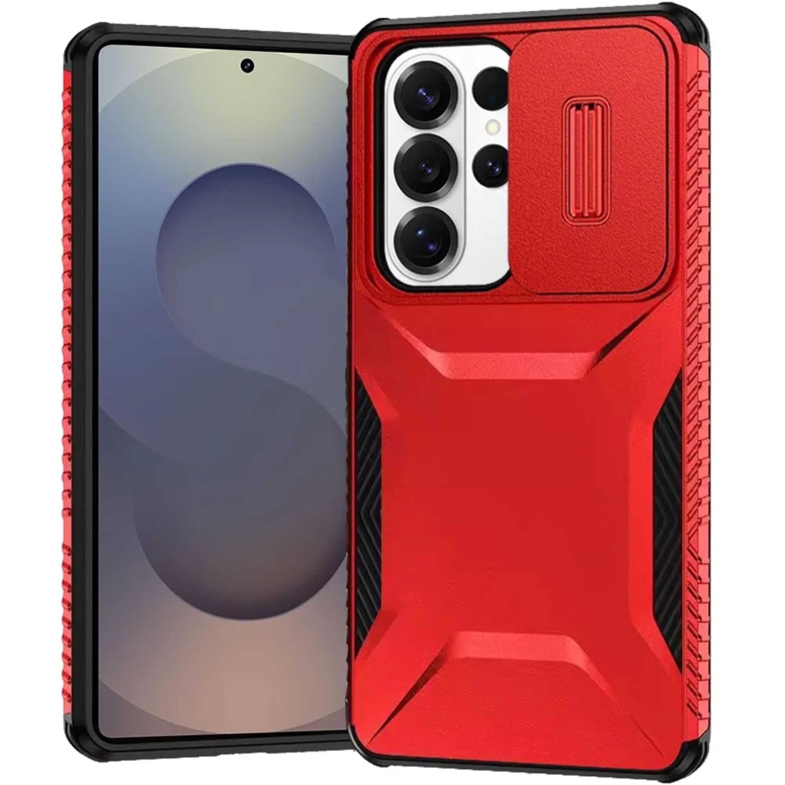 Kitcheniva - Rugged Side Grip Sliding Lens Case With Tempered Glass For Samsung S26 Ultra - Red price history on PriceWatchPro
