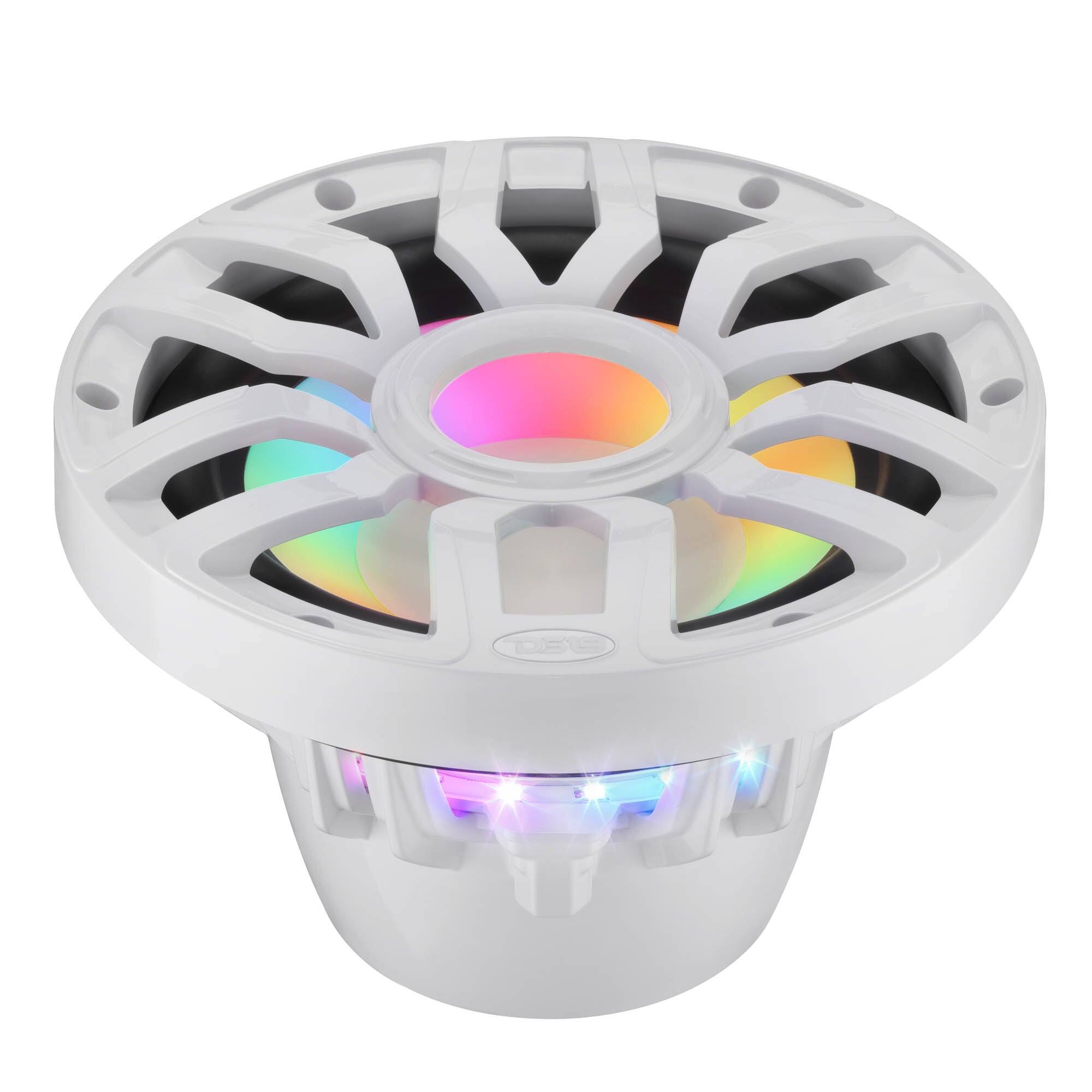 Angle. DS18 Audio - NXL-IQ 10" Subwoofer with Digital LED Lights, 500W RMS Single 4-Ohm - White.