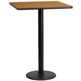 Emma + Oliver - 24" Square Laminate Table Top with 18" Round Bar Height Table Base - Natural
