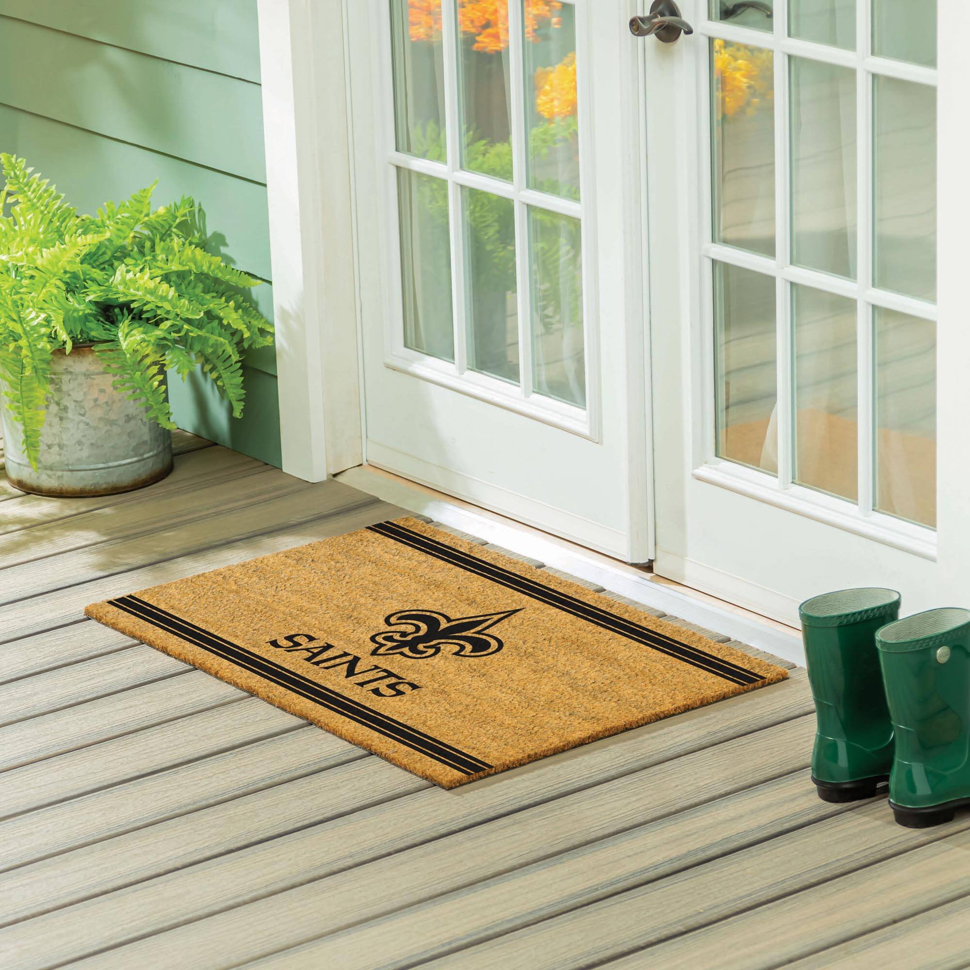 Alt View 1. Evergreen Enterprises - New Orleans Saints 24" x 36" Outdoor Monochrome Team Logo Coir Mat - Brown.