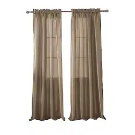 RT Designers Collection - 100% Polyester 82 GSM Faux Silk Nikki Rod Pocket Curtain Panel 54" x 84" - Taupe