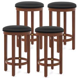 Gymax - Upholstered Bar Stool Set of 4 25'' Counter Height Bar Chairs w/ Padded Cushion Black & Walnut - Black, Walnut