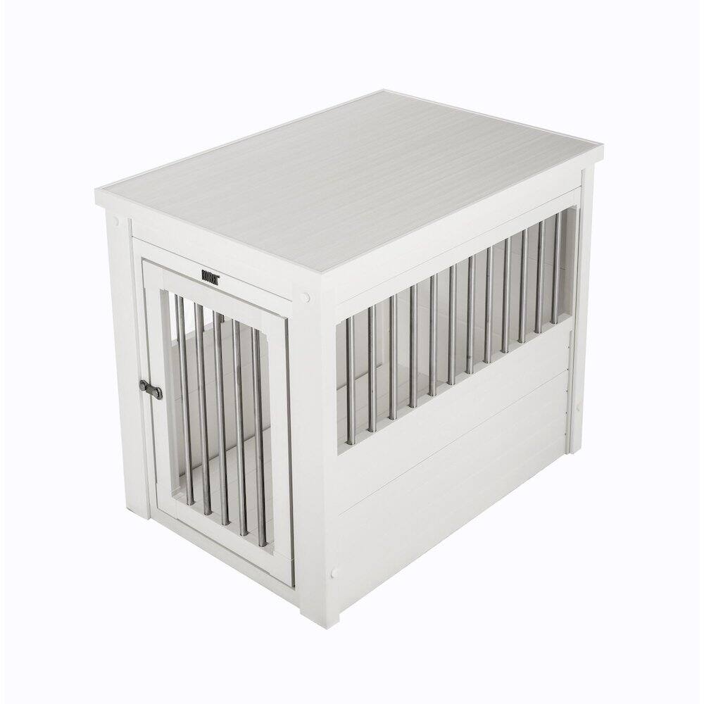 Front. New Age Pet - ECOFLEX Dog Crate End Table - Antique White Medium.