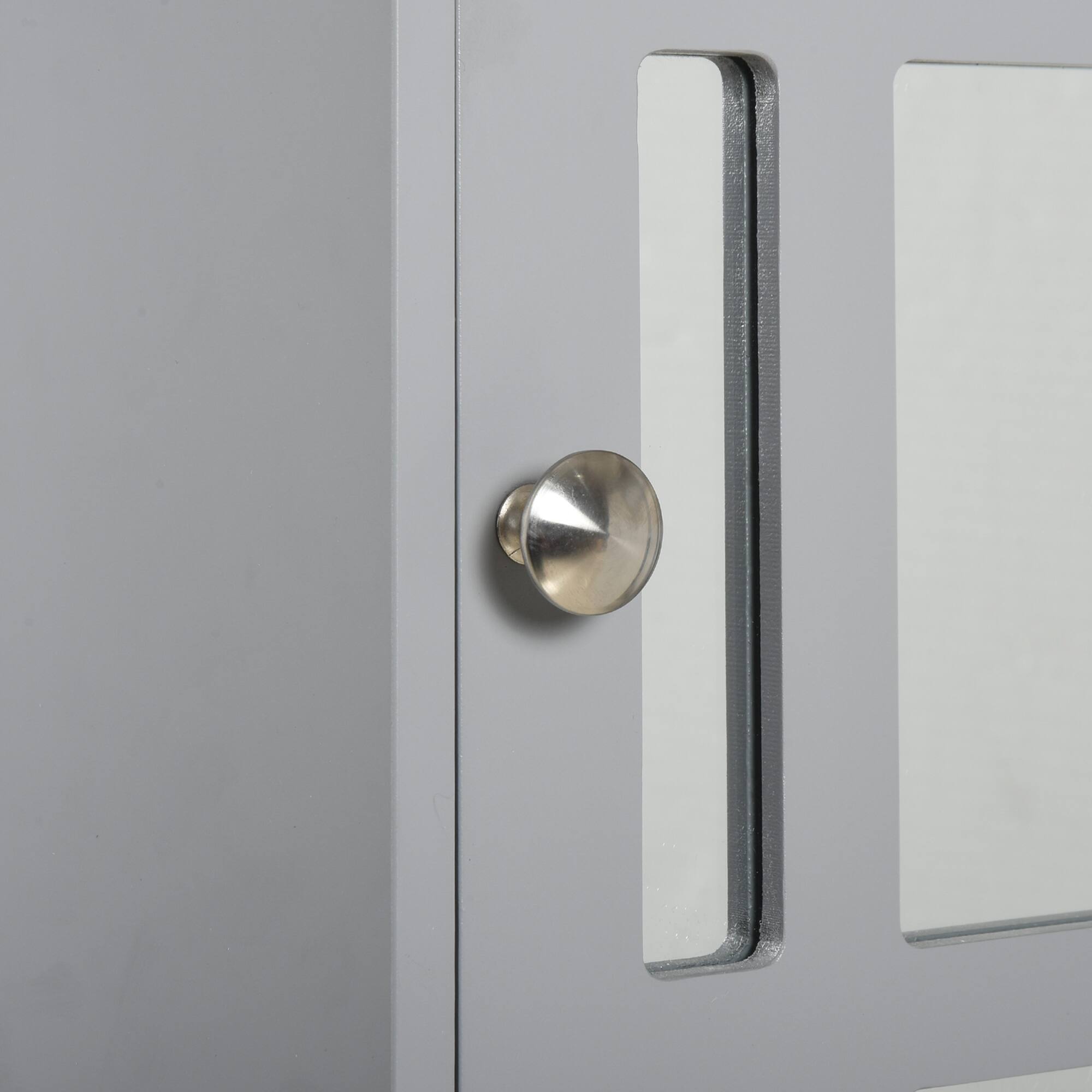 Alt View 4. Homcom - 6.25" x 20.5" x 28.25" Wood Rolling Narrow Bathroom Side Storage Cabinet - Gray.