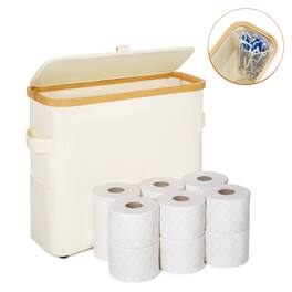 Vicyak - Toilet Paper Organizer Basket with Lid, 12 Regular Rolls or 9 Mega Rolls - Beige