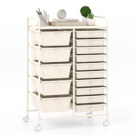 Ecooso - 12-Drawer Rolling Utility Storage Cart with Drawers, Multi-Use Organizer with Wheels - White