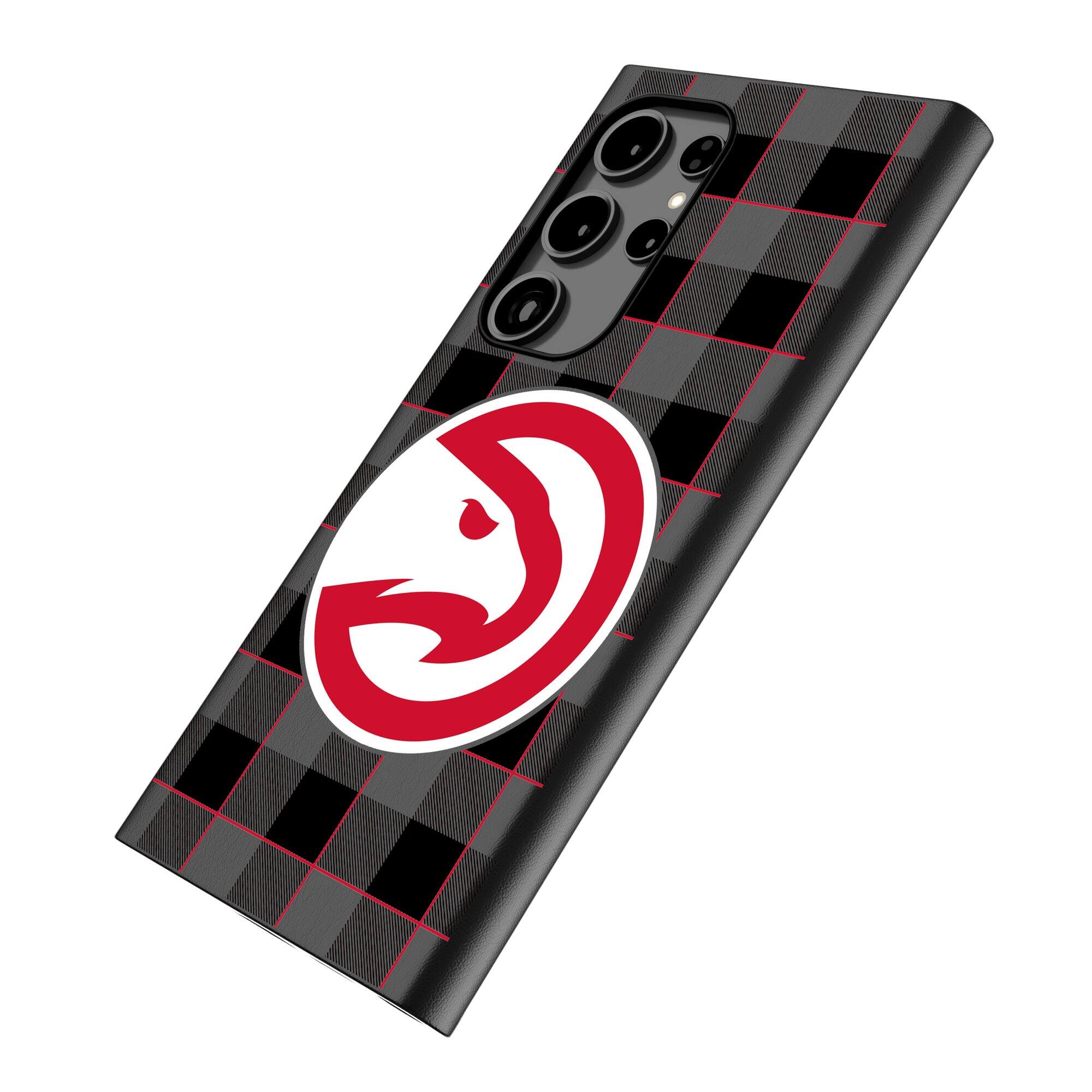 Alt View 1. Keyscaper - Atlanta Hawks Plaid Galaxy Magnetic Bump Case - S24 Ultra - Black.