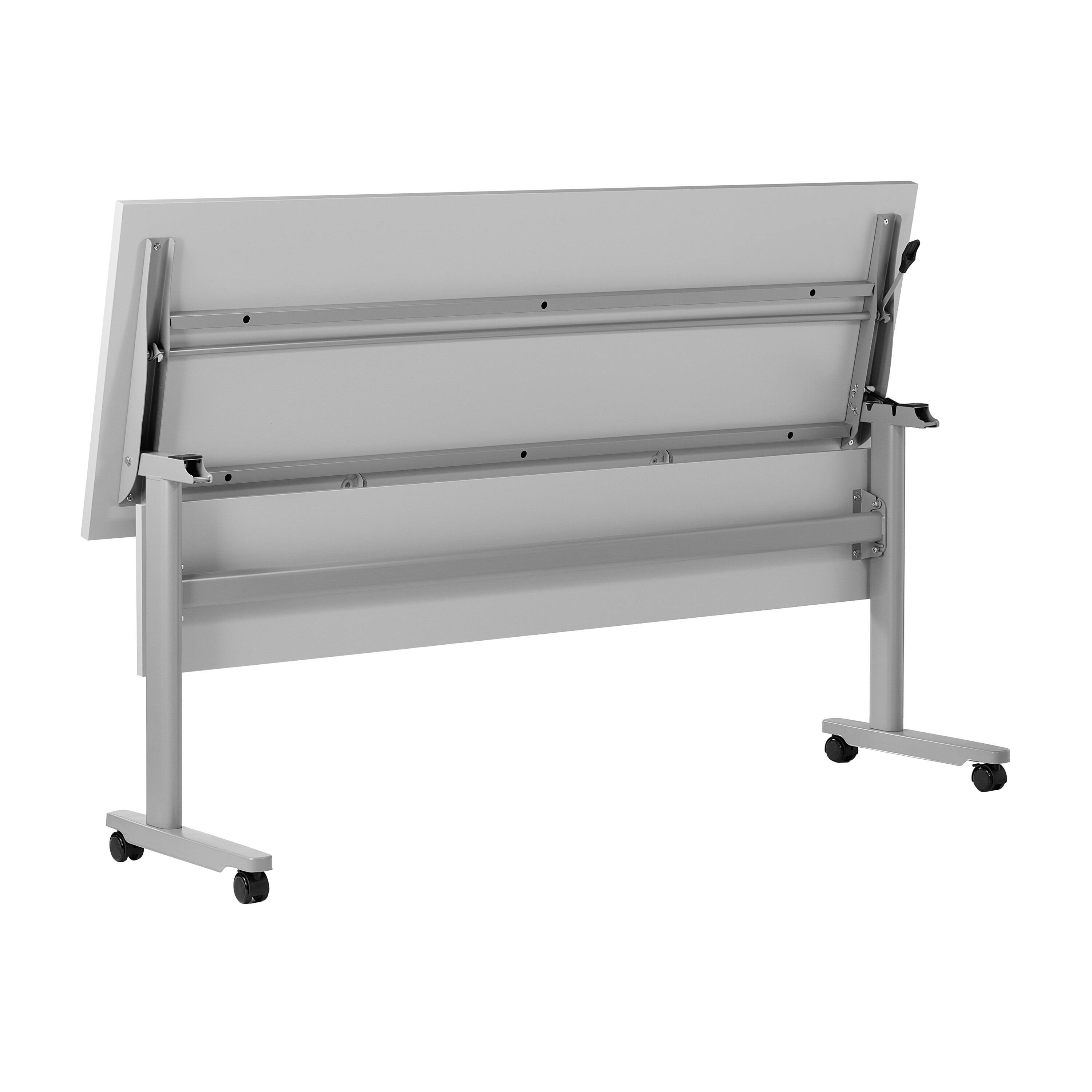 Alt View 10. Emma + Oliver - Hahn Heavy-Duty Flip Top Training Table with Nesting Design, Privacy Panel, T-Legs, Tabletop, Metal Frame - Gray Top/Gray Frame.