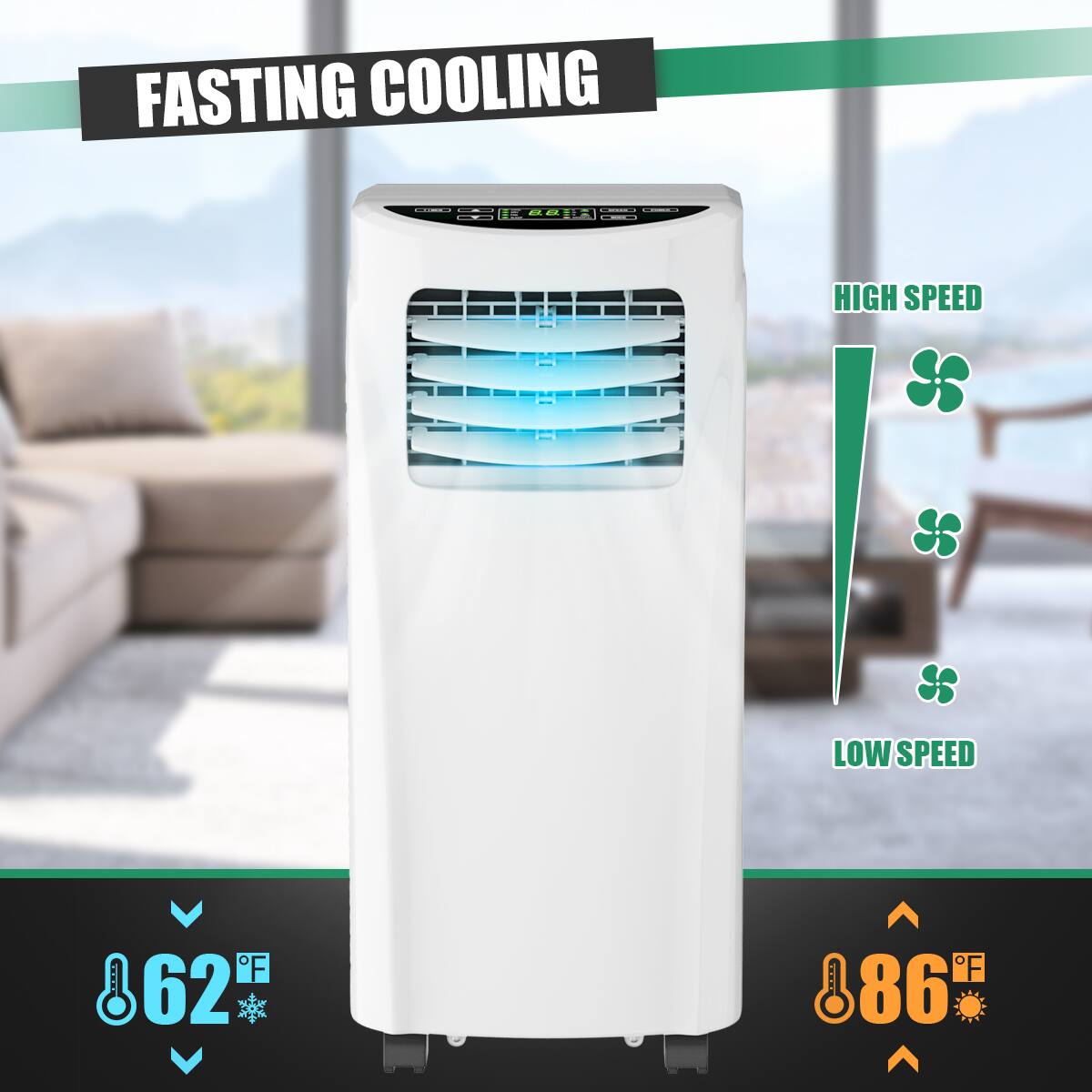 The text on the image reads "Fasting Cooling High Speed Low Speed F 62 F 86."