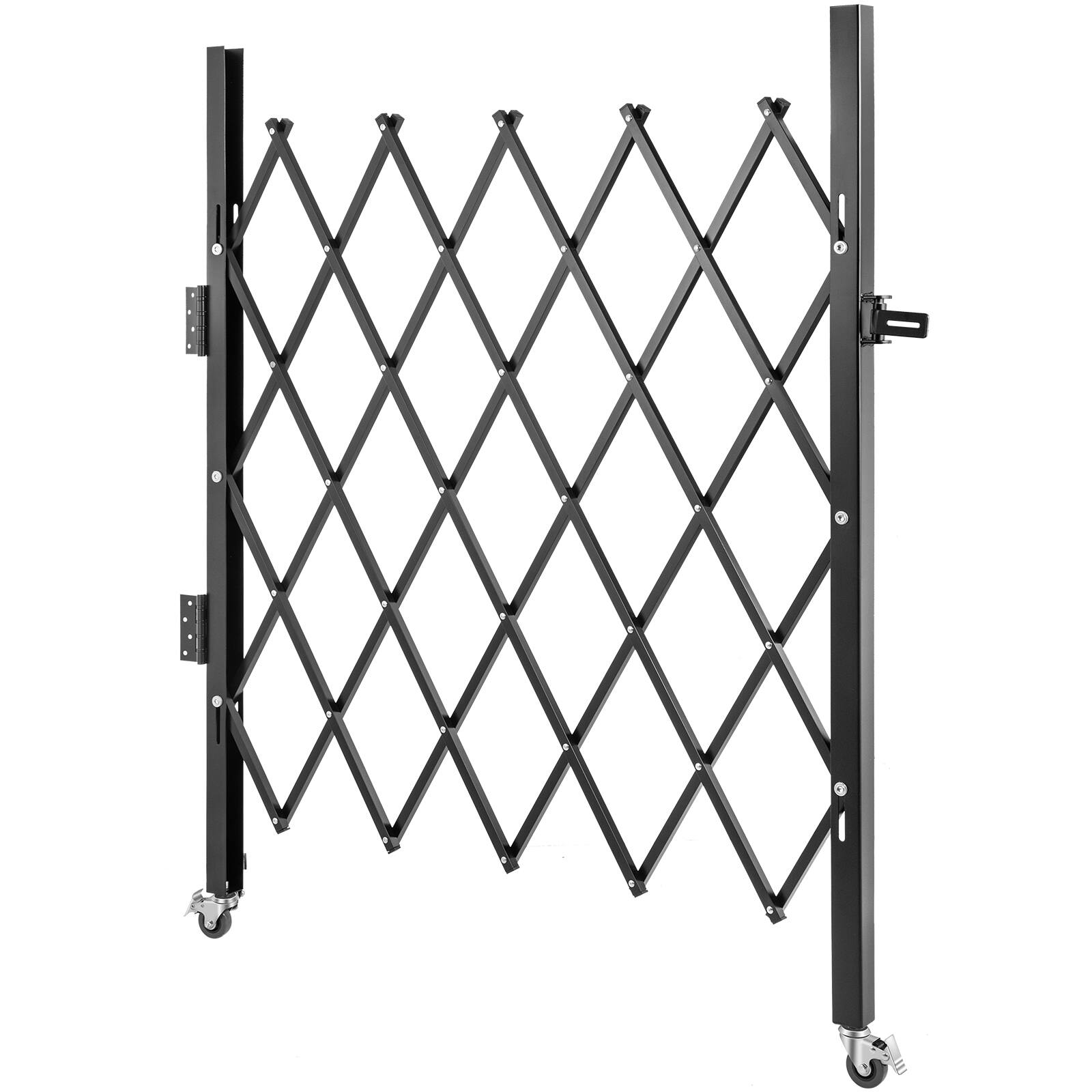 Alt View 5. VEVOR - Single Folding Security Gate, 63.39" H x 70" W Folding Door Gate, Steel Accordion Security Gate, Expanding Security Gate - Black.