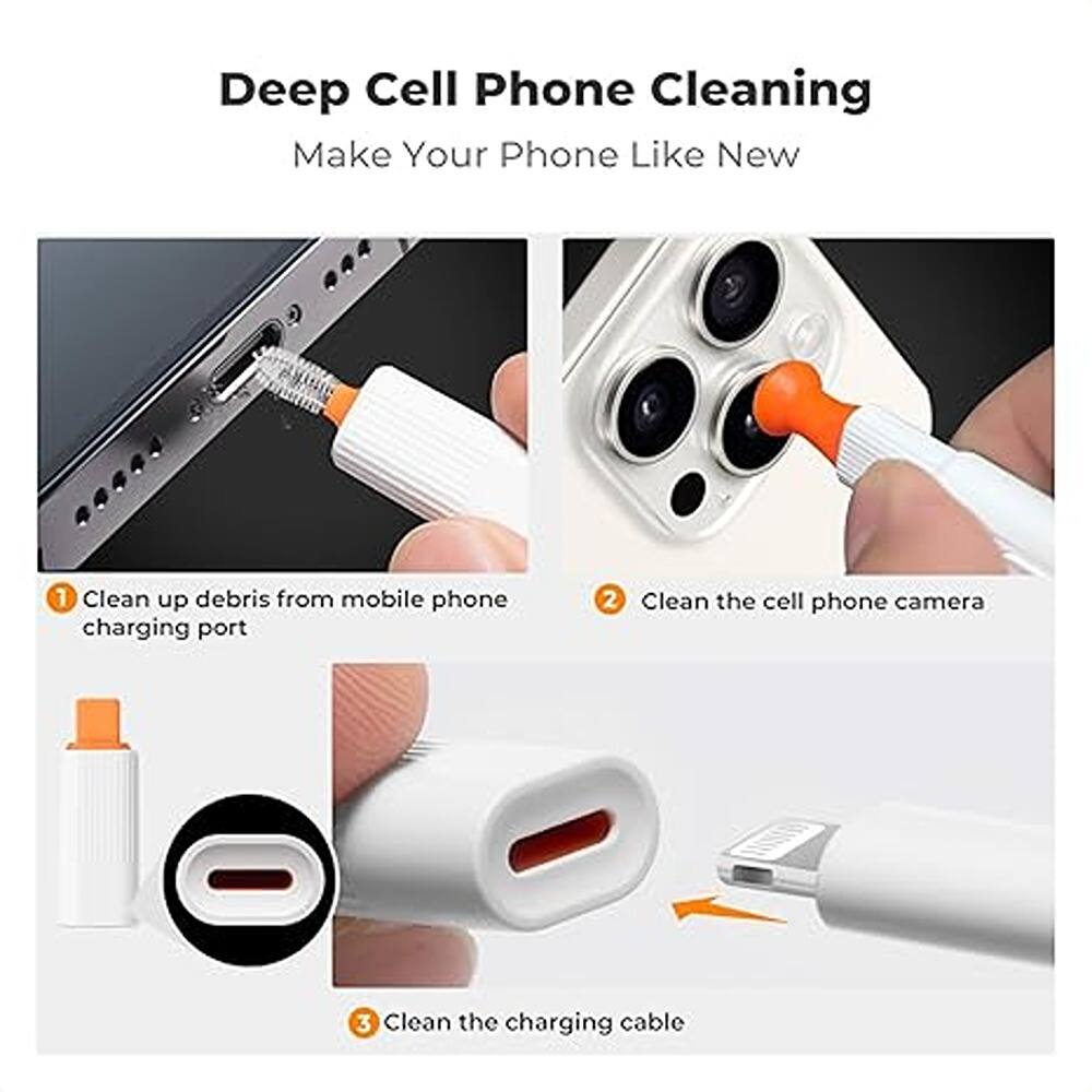 Deep Cell Phone Cleaning  
Make Your Phone Like New  

1. Clean up debris from mobile phone charging port  
2. Clean the cell phone camera  
3. Clean the charging cable