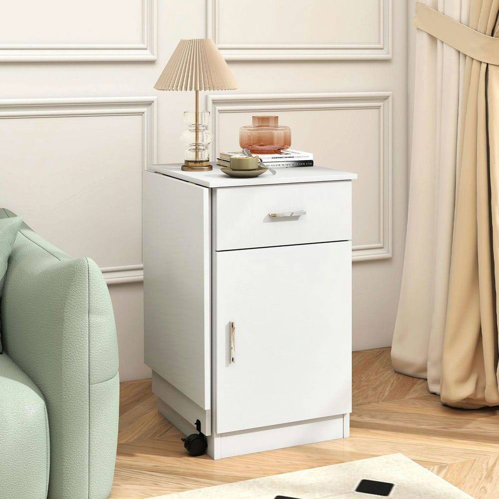 Alt View 2. Kadyn - Folding Mobile Computer Desk - Drawer & Cabinet, Home Office Essential, White - White.