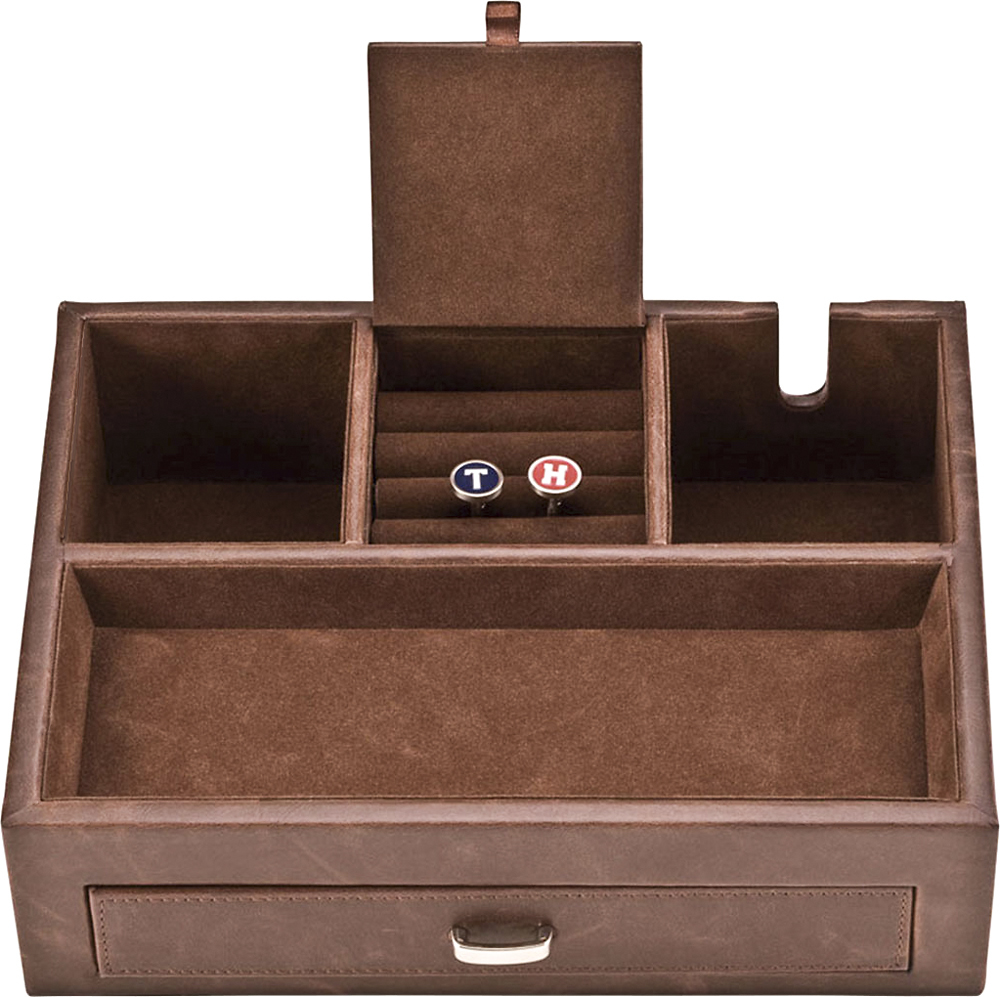 Best Buy Grand Star Deluxe Valet Tray And Charging Station Brown