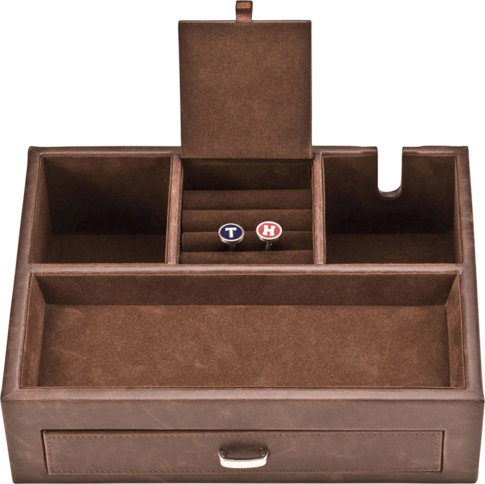 Best Buy Grand Star Deluxe Valet Tray And Charging Station Brown Sm 33862