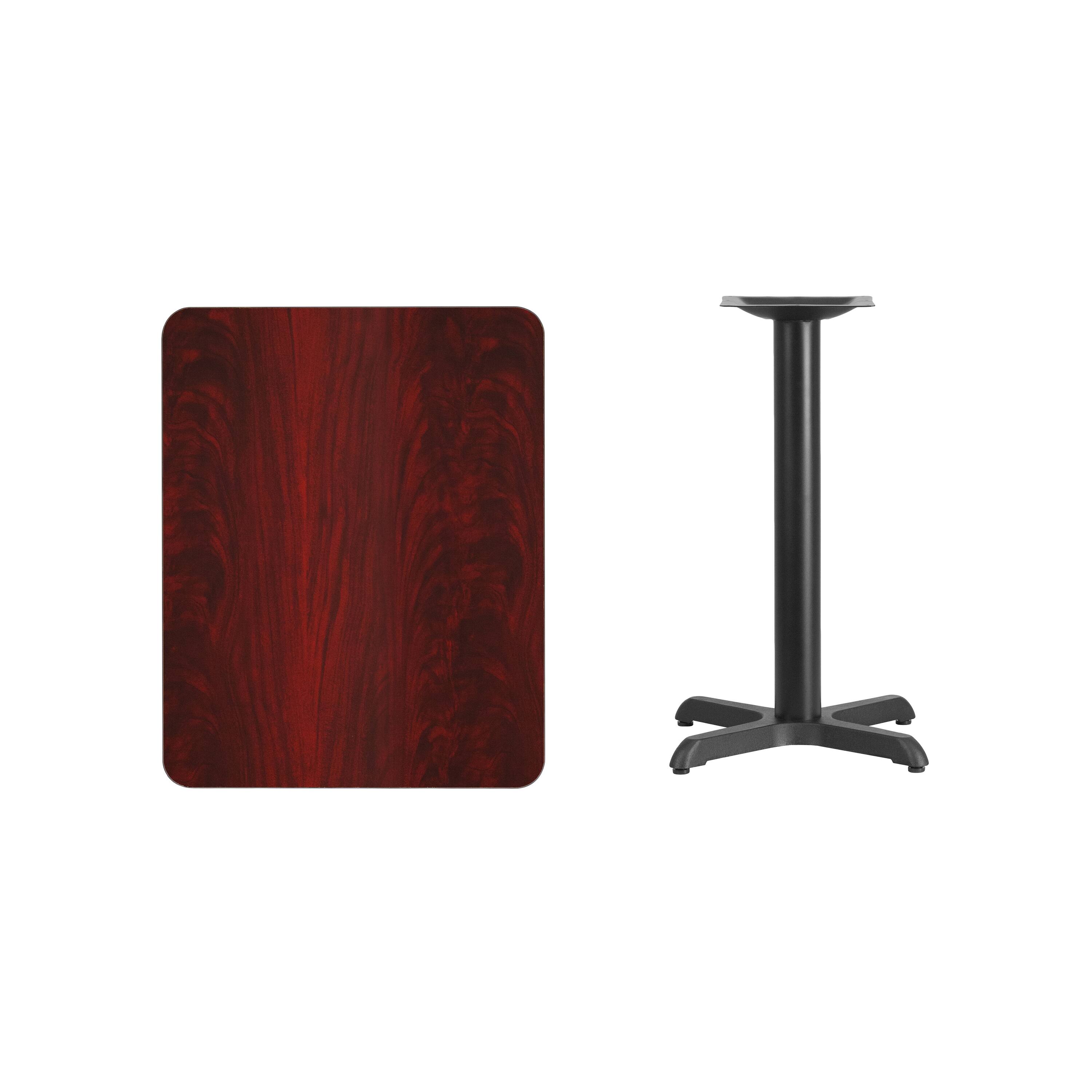 Alt View 3. Emma + Oliver - 24"x30" Rectangular Laminate Table with 22"x22" Table Height Base - Mahogany.