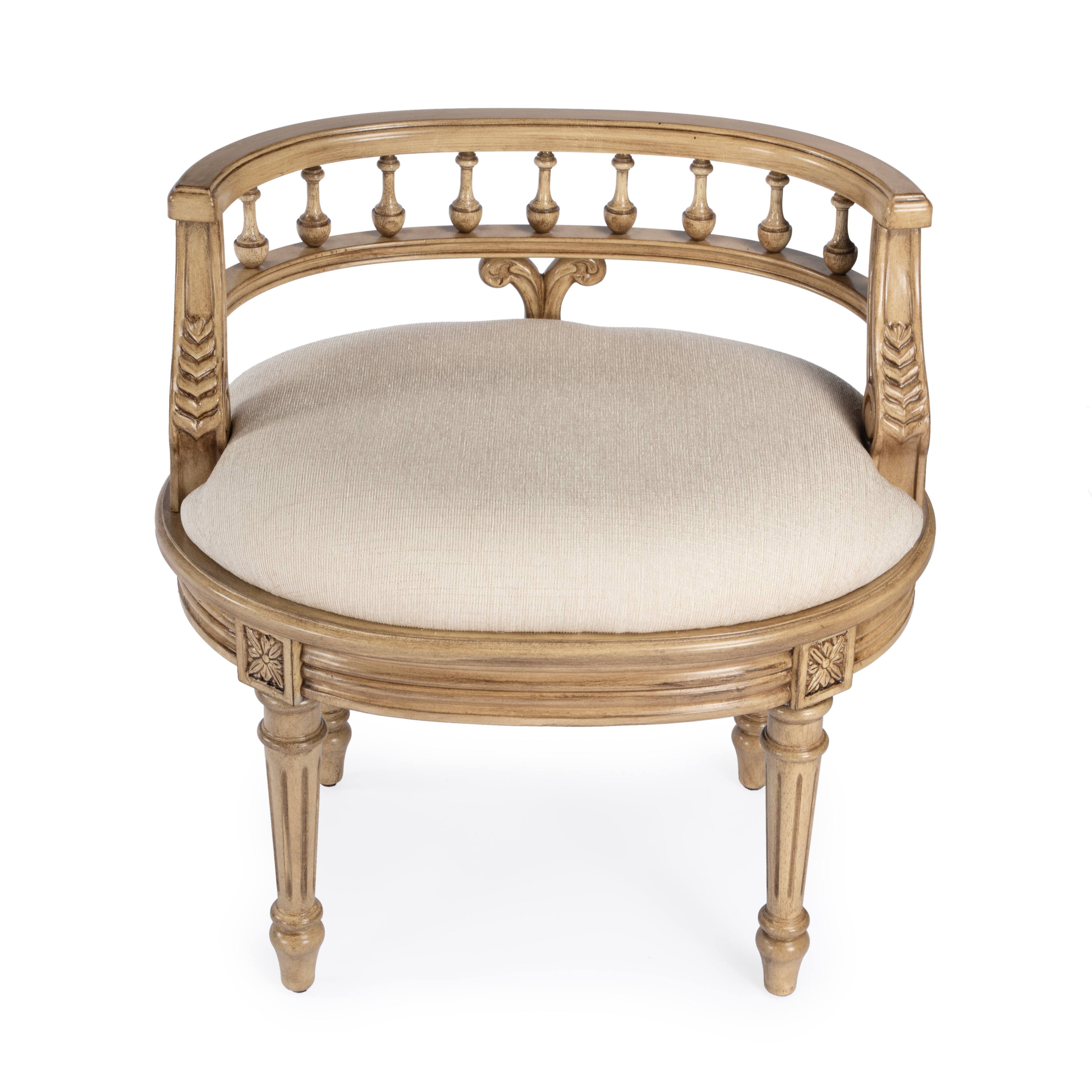 Alt View 3. Butler Specialty - Hathaway 22.5 in. W Oval Upholstered and Wood Traditional Vanity Seat - Beige.