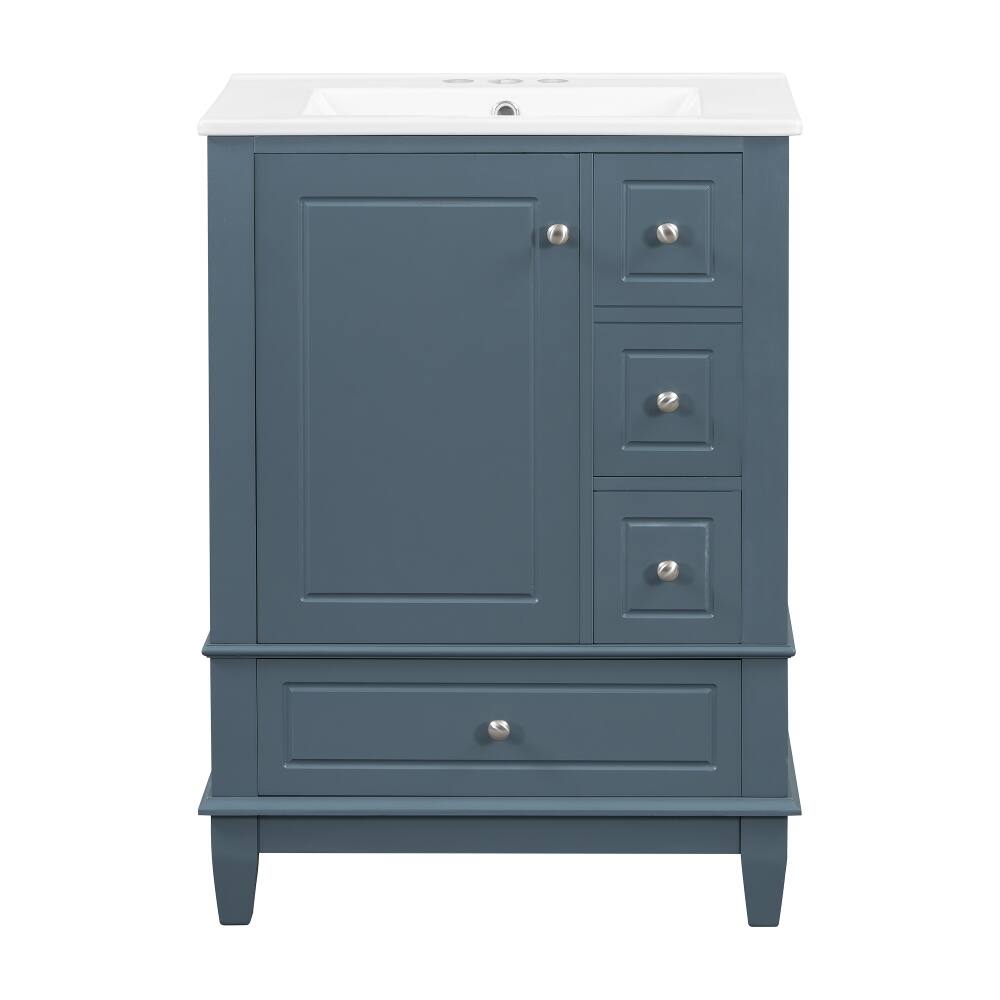 Angle. Loheer - Loheer 24 inch bathroom vanity with sink Gray Blue Freestanding Vanity with Ceramic Top - Gray Blue.