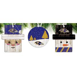 Fan Creations - Baltimore Ravens 3-Pack Ornament Set - Multicolor