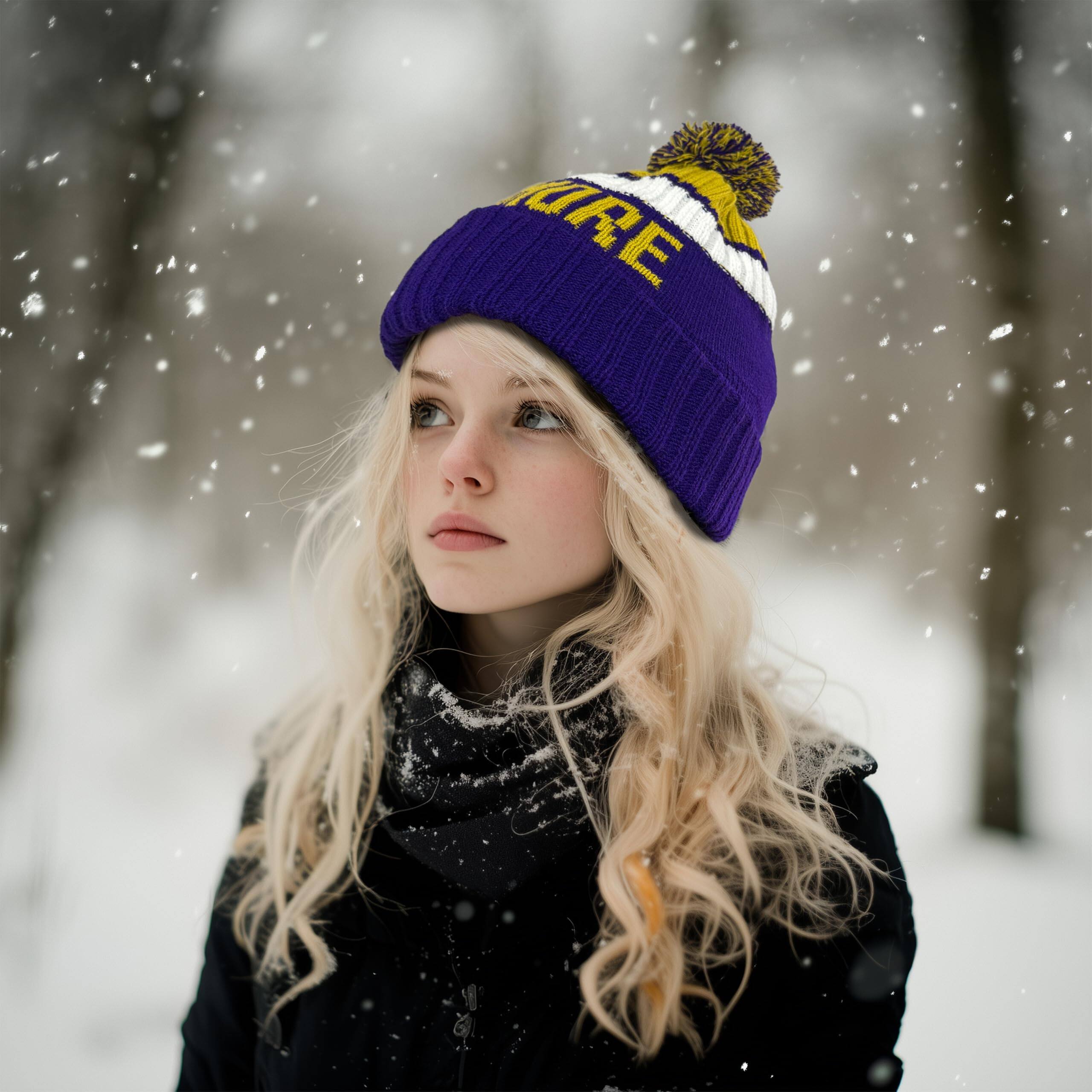 Left. Stylel Star - Football City Beanie 2025 Fashion Knit Pom-pom Hat Soft Headwear Cuffed Winter Sport Fans Gift For Men Women - Dallas.