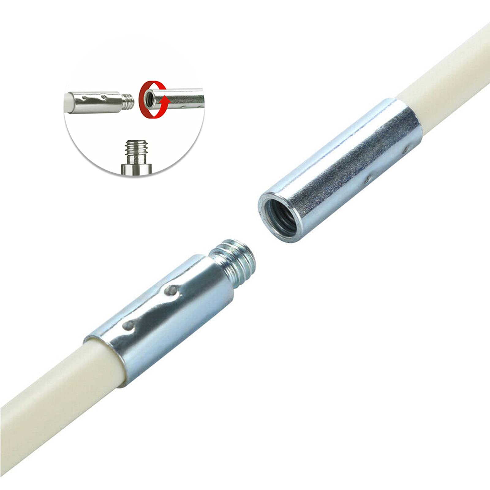 Alt View 1. JETRANSPORT - 25 Feet Stove Pipe Clean Brush Extension Rods Flexible Fireplace Chimney Rod Rotary Air Duct Dryer Vent - 18 Rods / 25 Feet Length.