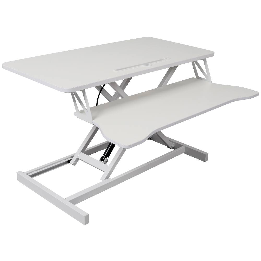 Back. Loheer - Loheer Standing Desk Converter White Adjustable Sit to Stand Workstation with Keyboard Tray Gas Spring Laptop Desk Riser - White.