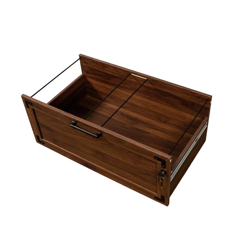 Alt View 7. HTUTWOO - 2 Drawer Farmhouse File Cabinet with Lock - Filing Cabinet for Home Office Design for Home Office - Walnut.