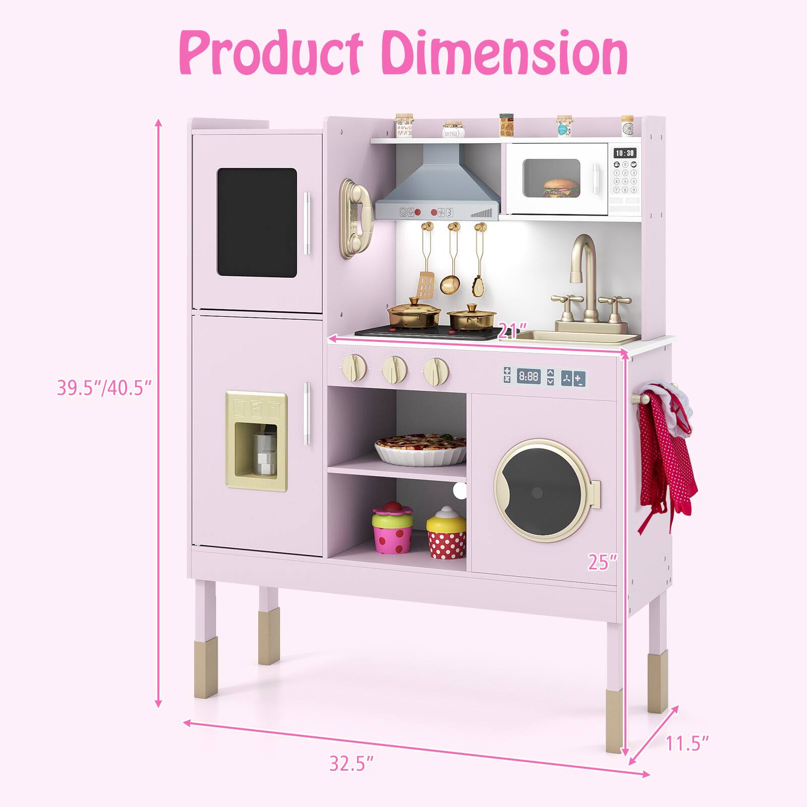 Product Dimension

- Height: 39.5"/40.5"
- Width: 32.5"
- Depth: 25"
- Sink Depth: 8.88"
- Sink Width: 21"
- Oven Depth: 11.5"