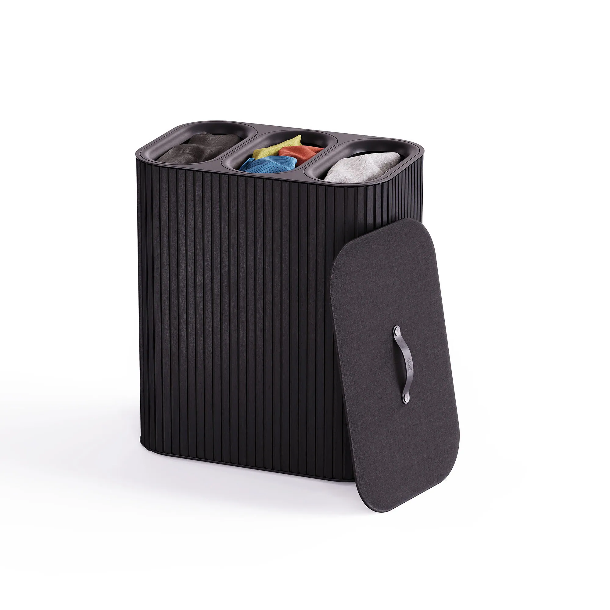 Joseph Joseph - Tota Trio Luxe 90-liter Bamboo Laundry Separation Hamper - Black