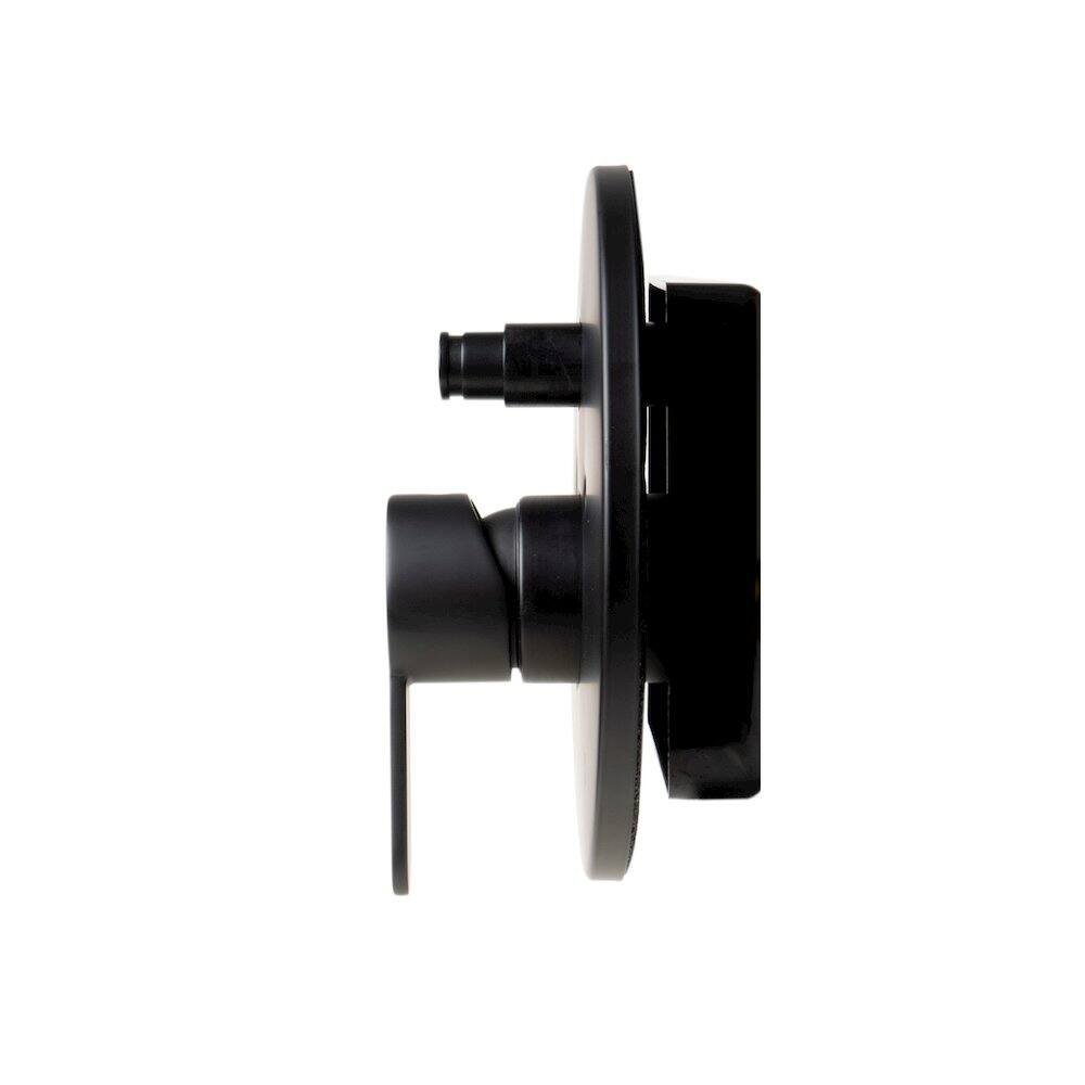 Back. Alfi - Black Matte Shower Valve with Rounded Lever Handle and Diverter - Black.