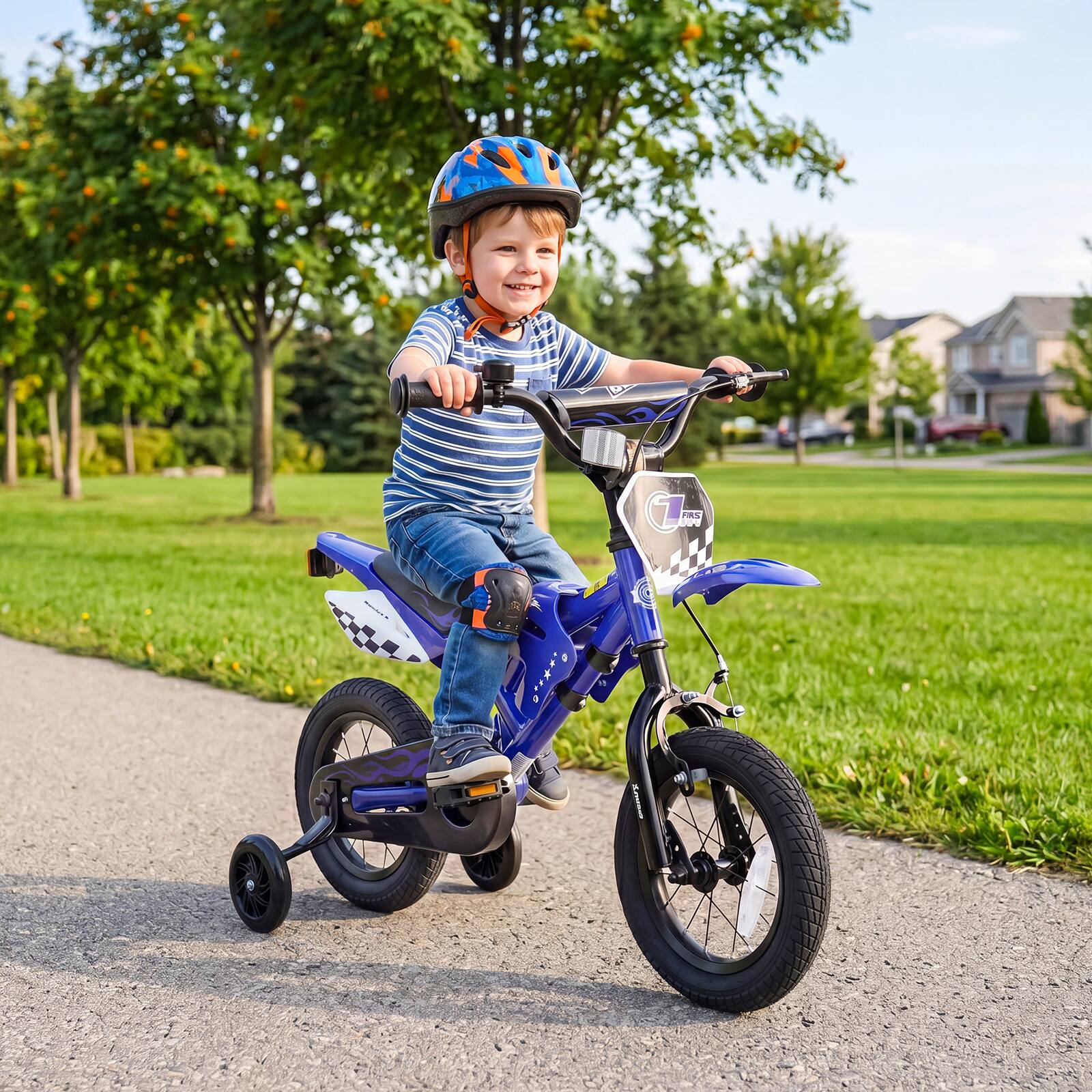 Alt View 1. Costway - Costway 12" Kids Bike with Removable Training Wheels, Dual Brake System for Ages 3-4 Years - Navy.