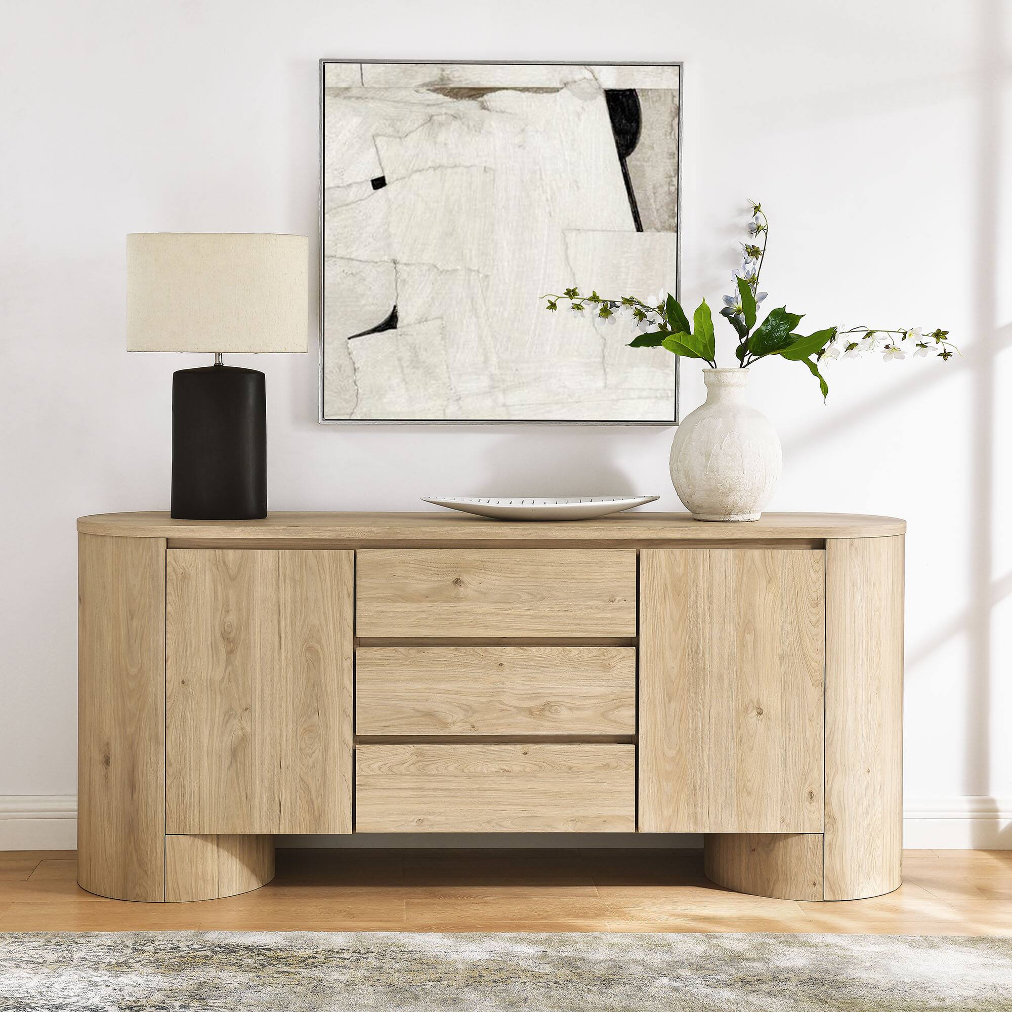 Alt View 1. Modway - Duval 71" Rounded Sideboard Storage Cabinet by Modway - Hickory Frost.