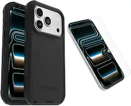 OtterBox - iPhone 17 Pro (Only) Bundle: Defender Series Case & Screen Protector - Case Only - Rugged - Snaps on MagSafe - Black