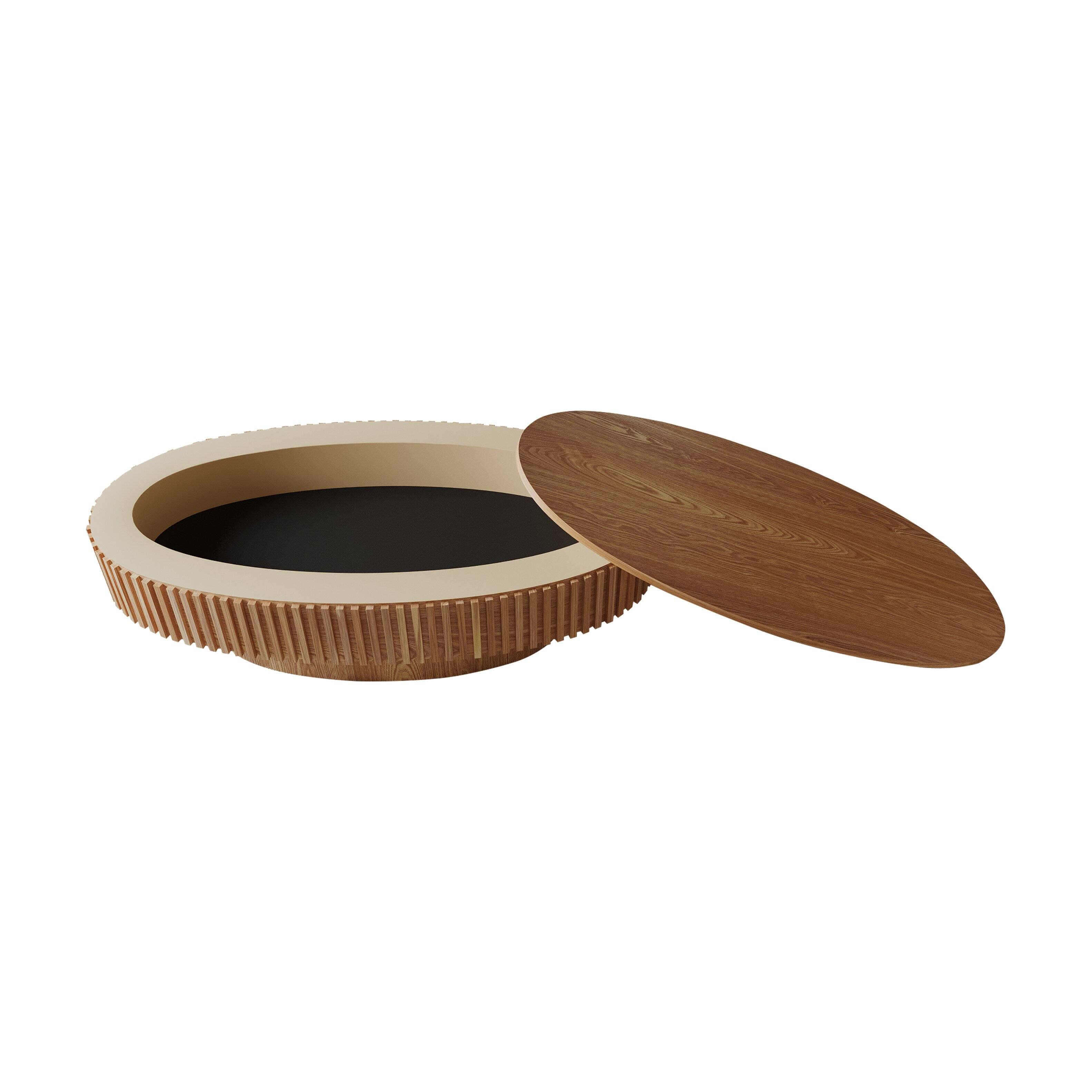 Alt View 8. Loheer - Loheer 47 Inch Oval Coffee Table with Storage Modern Solid Wood Veneer Low Profile Accent Center Table for Living Room - Natural Wood.