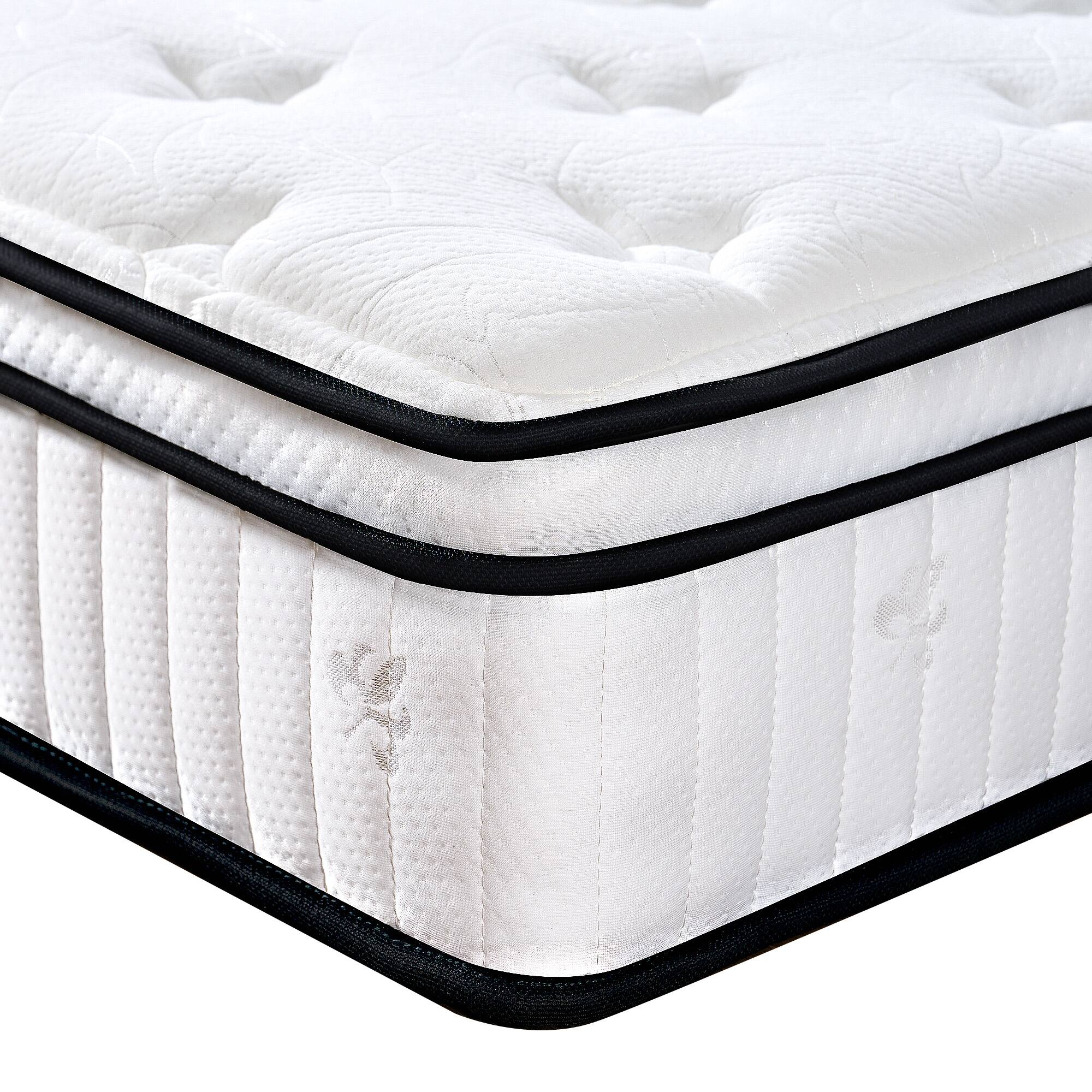 Angle. KERDOM - 10'' Gel Memory Foam Spring Mattress in a Box, Medium Feel for Back Pain Relief, Motion Isolation Breathable Fluffy Soft - White.