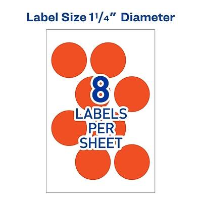 Label Size 11/4" Diameter  
8 Labels Per Sheet