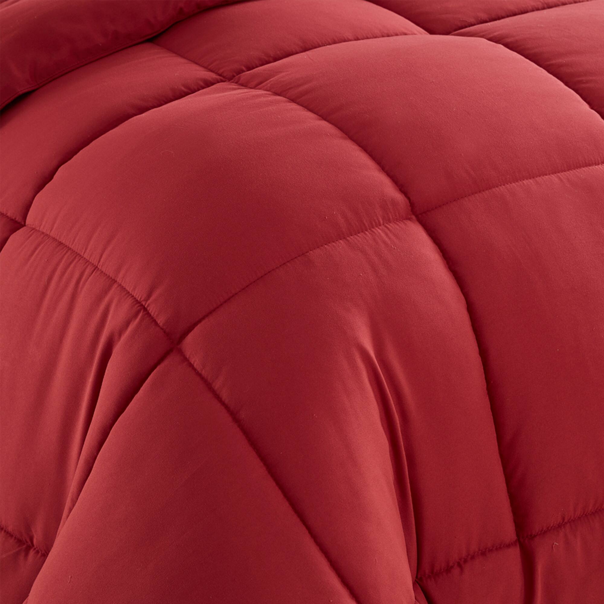 Left. Sweet Home Collection - All Season Reversible Bed-in-A-Bag Solid Color Comforter & Sheet Set, Twin - Burgundy.