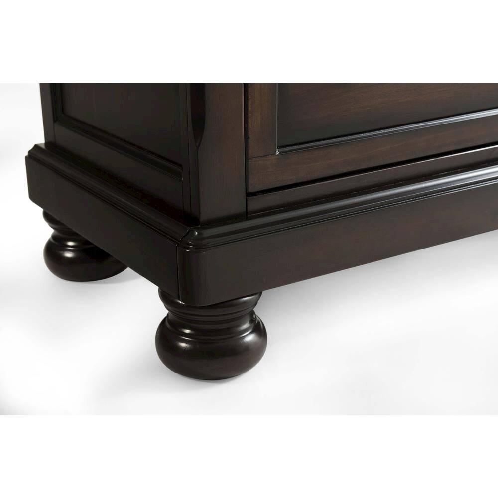 Angle. FurniFact - Wooden Nightstand with USB, Cherry Veneer, and Dark Metal Finish Knobs - Cherry Brown.