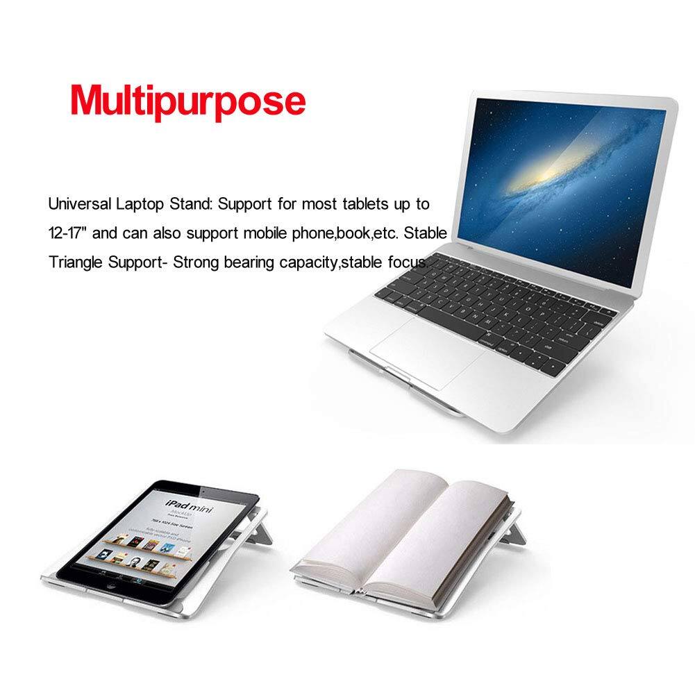 Multipurpose

Universal Laptop Stand: Support for most tablets up to 12-17" and can also support mobile phone, book, etc. Stable Triangle Support - Strong bearing capacity, stable focus.